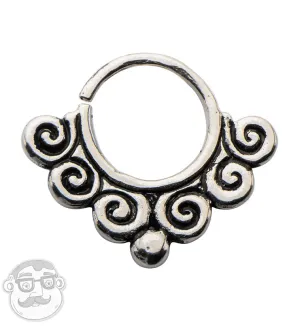 14G Spiral Wave White Brass Septum Ring