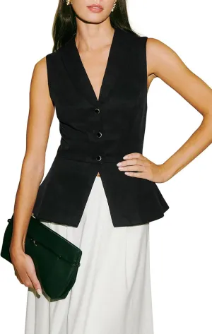 2024 Summer Womens Sleeveless Vest Blazer Lightweight Casual Light Fashion Lapel Button Petite Fitted Tops