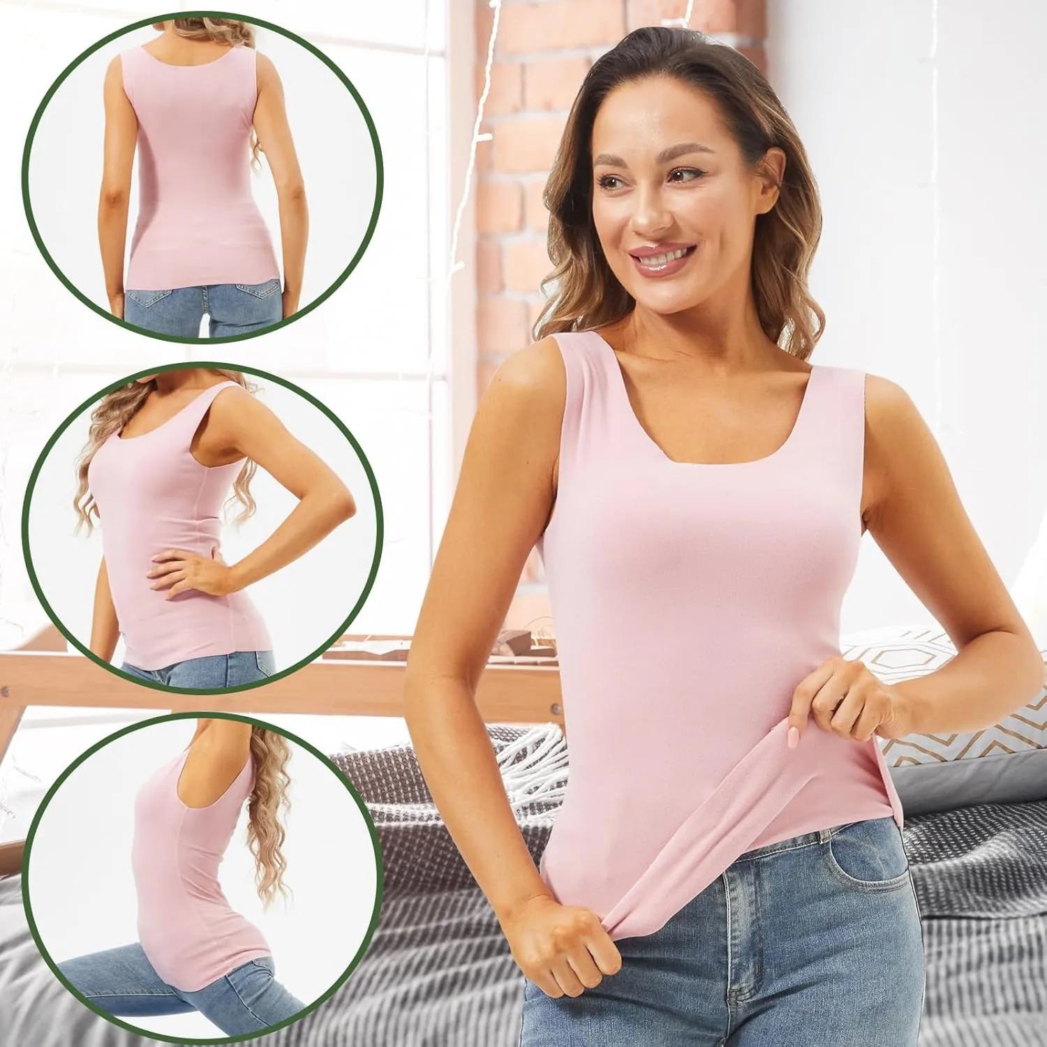 6 Pcs Thermal Tank Tops Women Underwear Tops Sleeveless Undershirt Cotton Camisole Warm Base Layer for Women