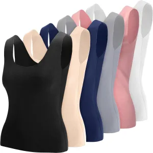 6 Pcs Thermal Tank Tops Women Underwear Tops Sleeveless Undershirt Cotton Camisole Warm Base Layer for Women