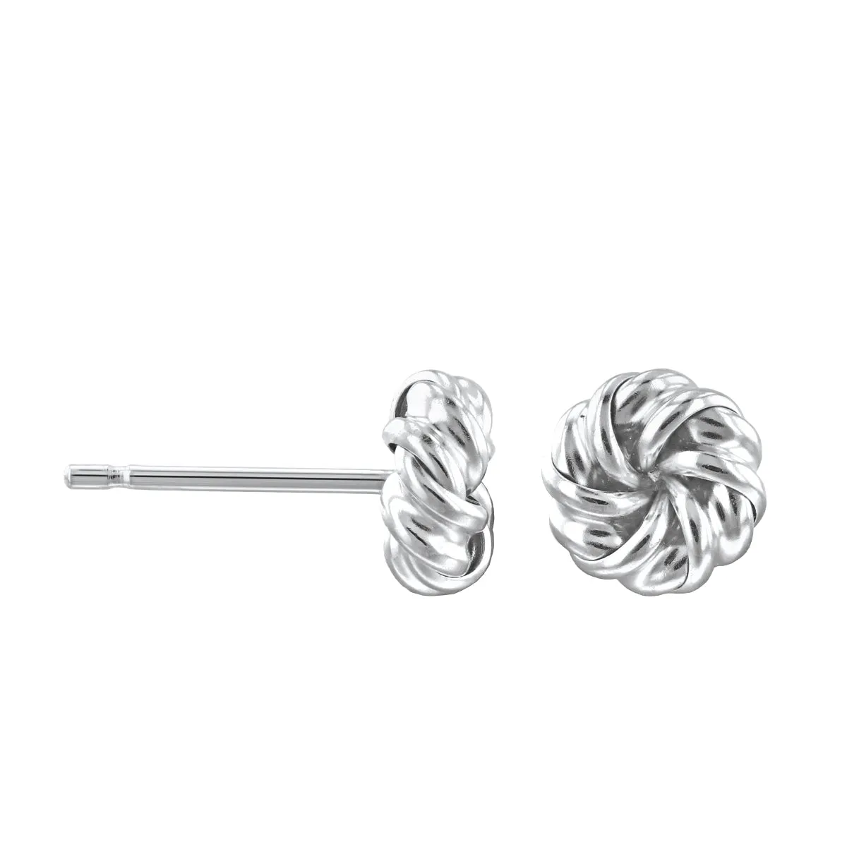 6mm Swirl Knot Stud Earrings | 9K Solid White Gold
