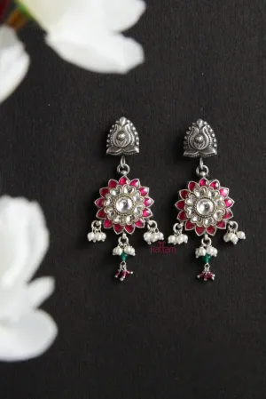 92.5 Silver Flower Drop Earring