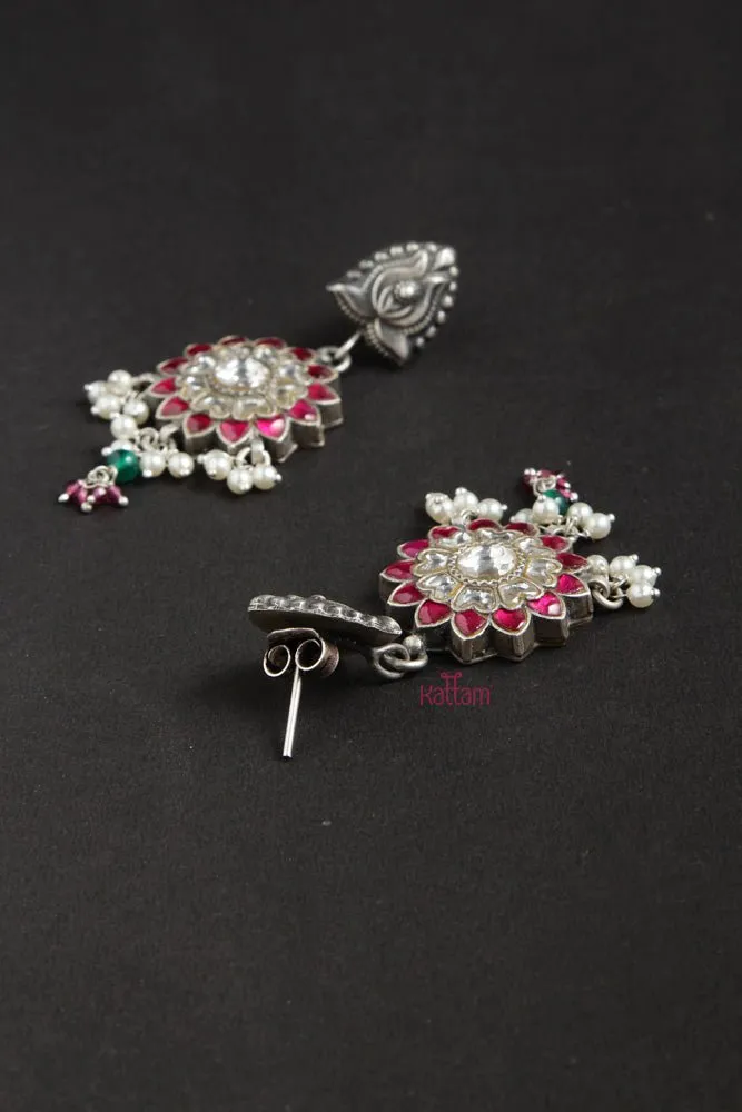 92.5 Silver Flower Drop Earring