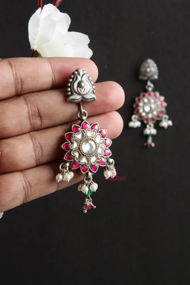 92.5 Silver Flower Drop Earring