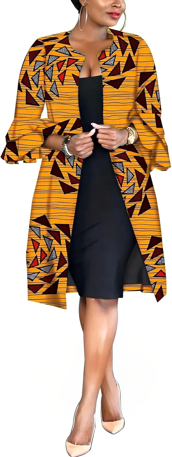 African Women Coat Ankara Print Long Jacket Tops Wax Dashiki Clothes
