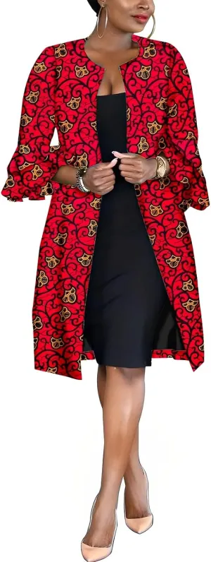 African Women Coat Ankara Print Long Jacket Tops Wax Dashiki Clothes