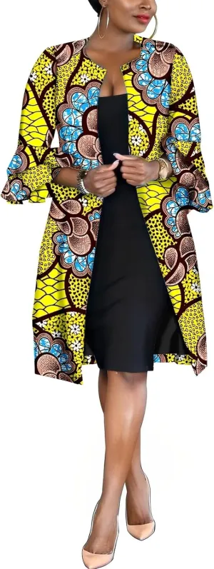 African Women Coat Ankara Print Long Jacket Tops Wax Dashiki Clothes