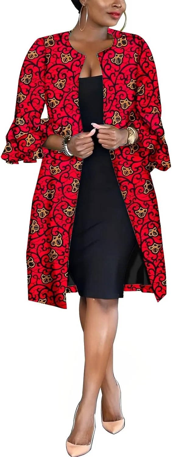 African Women Coat Ankara Print Long Jacket Tops Wax Dashiki Clothes