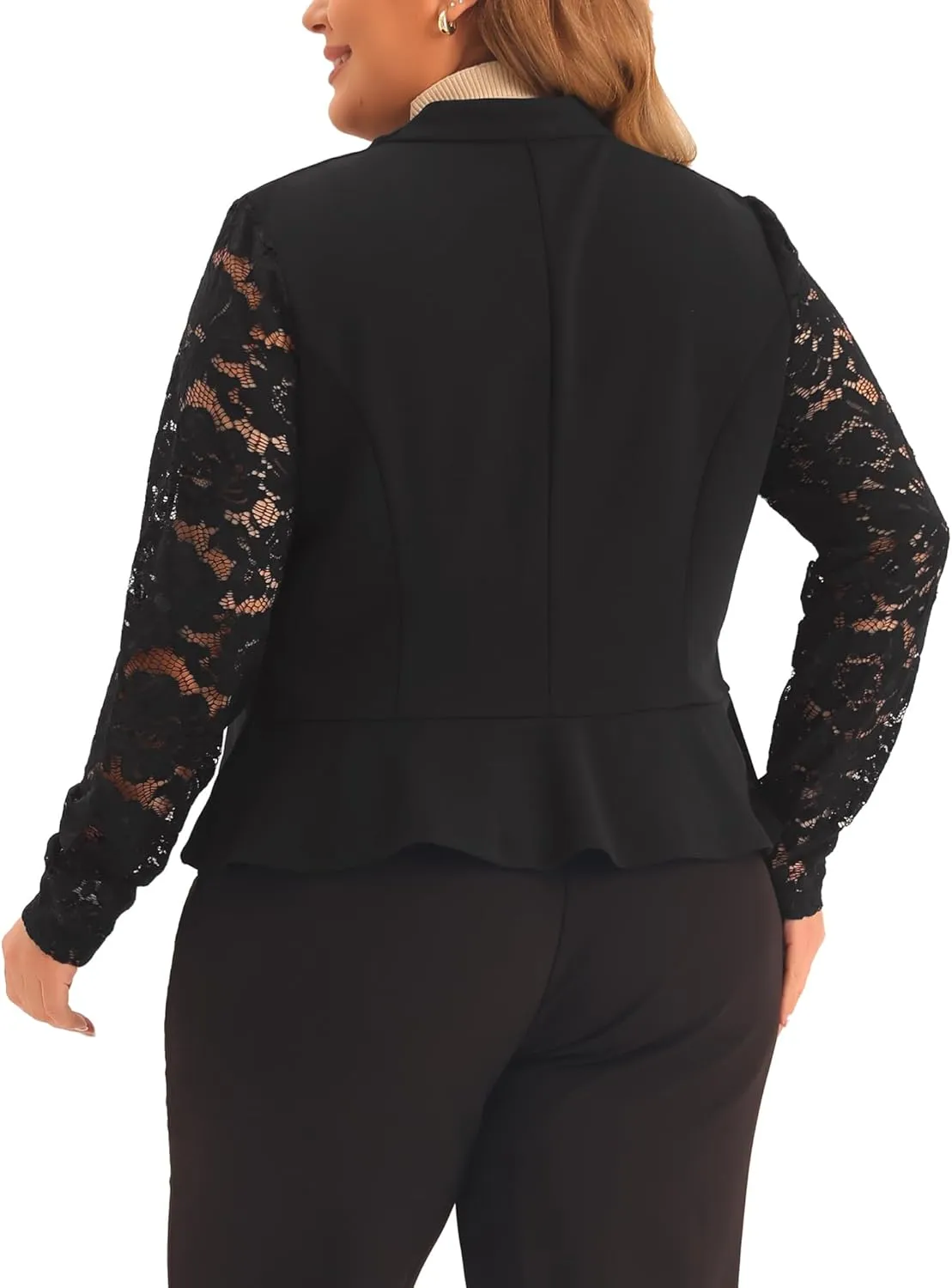 Agnes Orinda Plus Size Blazer Cardigan for Women Long Sleeve Lace Open Front Cropped Shrug Bolero Cardigans Jacket