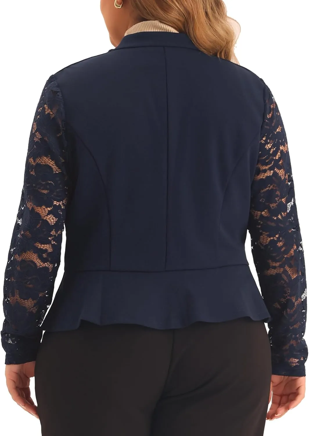 Agnes Orinda Plus Size Blazer Cardigan for Women Long Sleeve Lace Open Front Cropped Shrug Bolero Cardigans Jacket