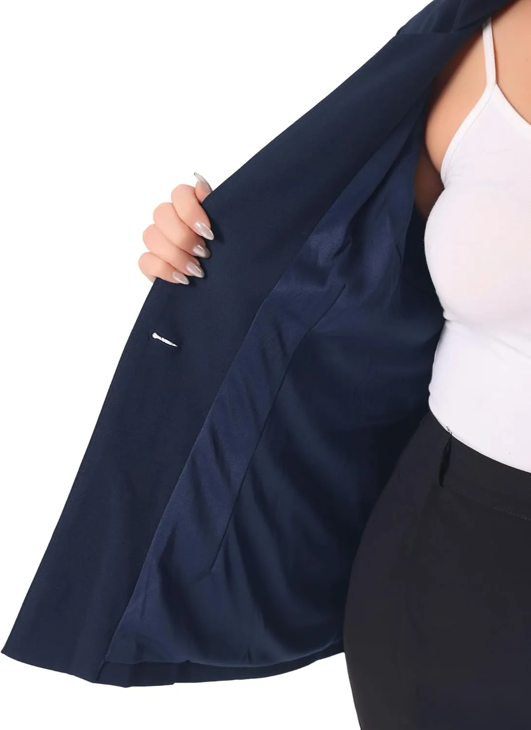 Agnes Orinda Plus Size Business Suit Blazer for Women Office Work Button Long Sleeve Black Blazers Jackets