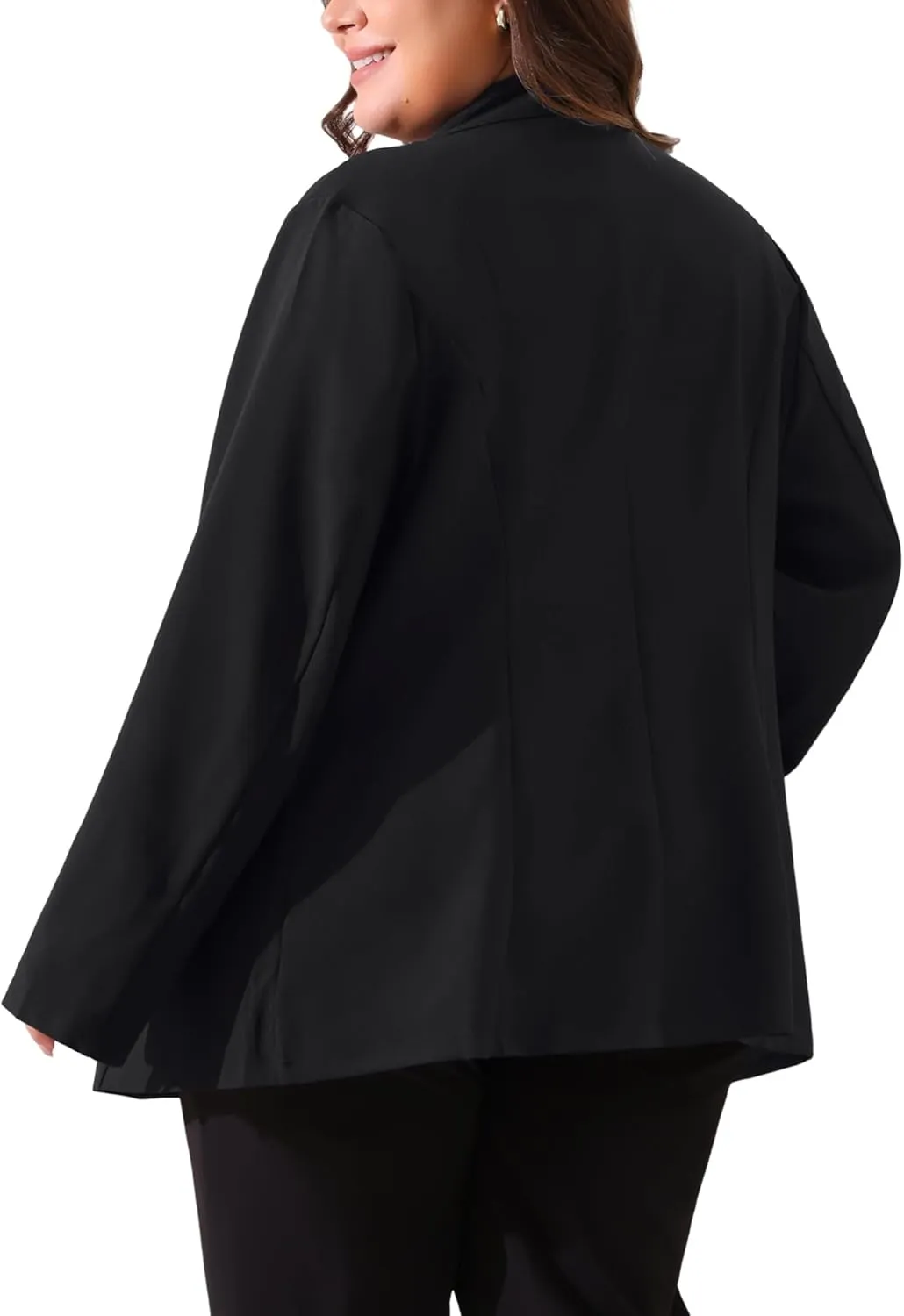 Agnes Orinda Plus Size Business Suit Blazer for Women Office Work Button Long Sleeve Black Blazers Jackets