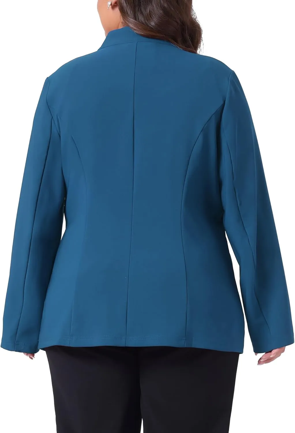 Agnes Orinda Plus Size Business Suit Blazer for Women Office Work Button Long Sleeve Black Blazers Jackets