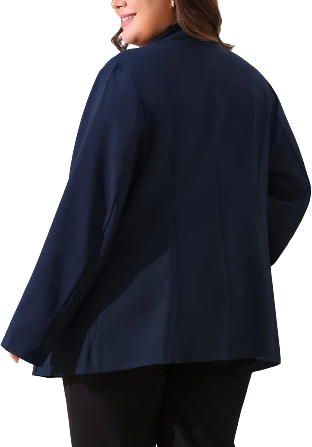 Agnes Orinda Plus Size Business Suit Blazer for Women Office Work Button Long Sleeve Black Blazers Jackets