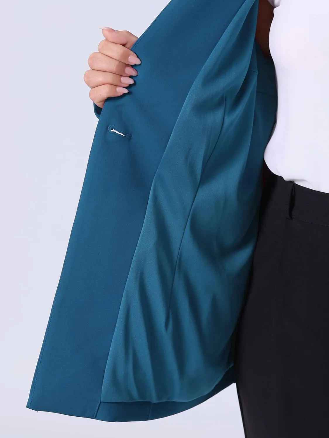 Agnes Orinda Plus Size Business Suit Blazer for Women Office Work Button Long Sleeve Black Blazers Jackets