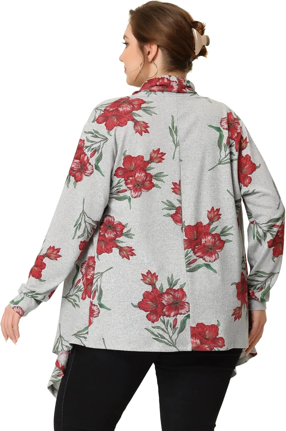Agnes Orinda Plus Size Halloween Owl Cardigan for Women Flowy Print Loose Open Front Knitting Sweater Cardigans