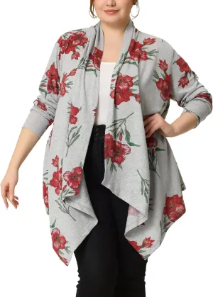 Agnes Orinda Plus Size Halloween Owl Cardigan for Women Flowy Print Loose Open Front Knitting Sweater Cardigans