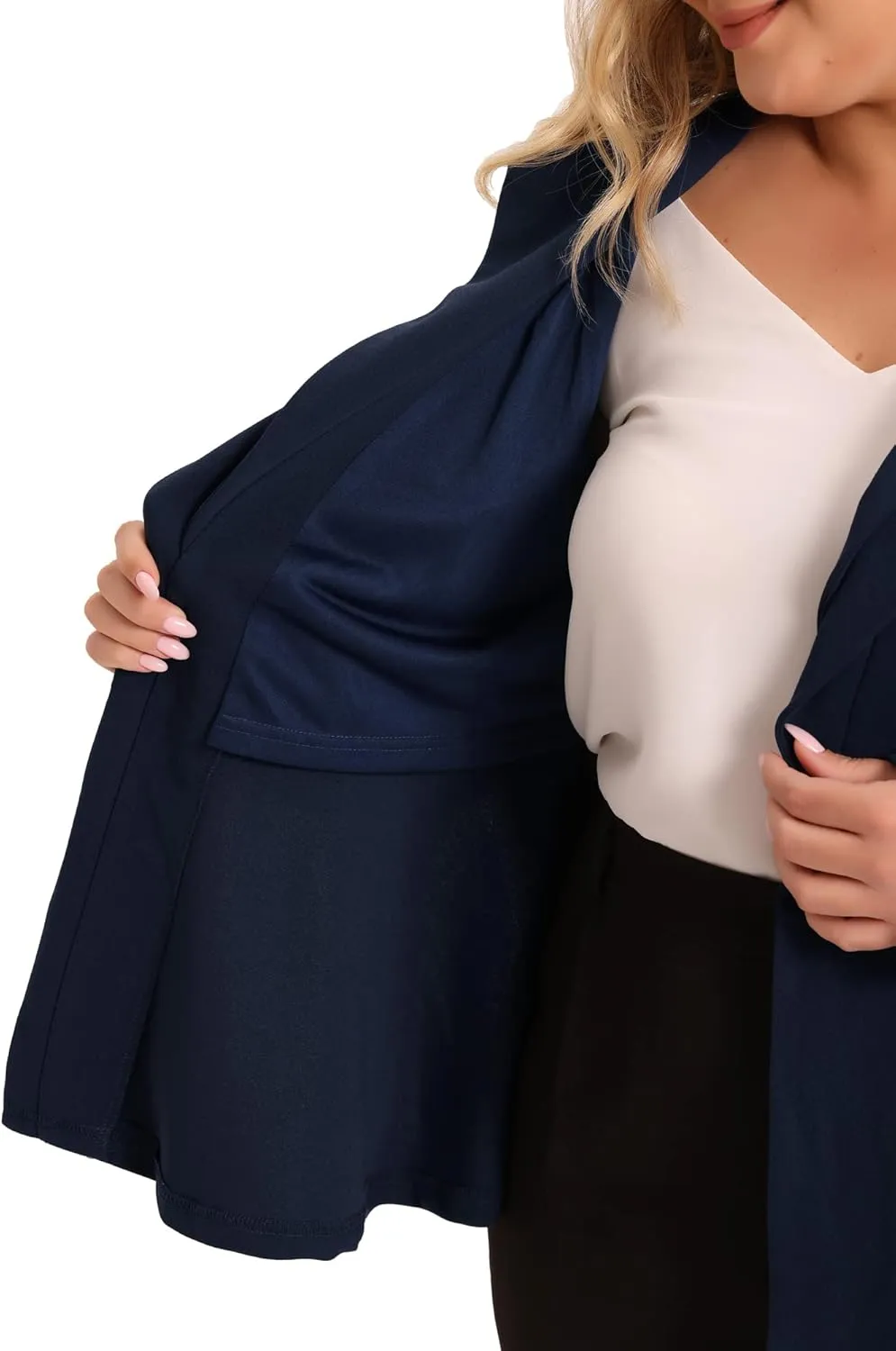 Agnes Orinda Plus Size Women's Casual Blazers Work Office Dressy Double Notch Lapel 2023 Peplum Jacket Blazer