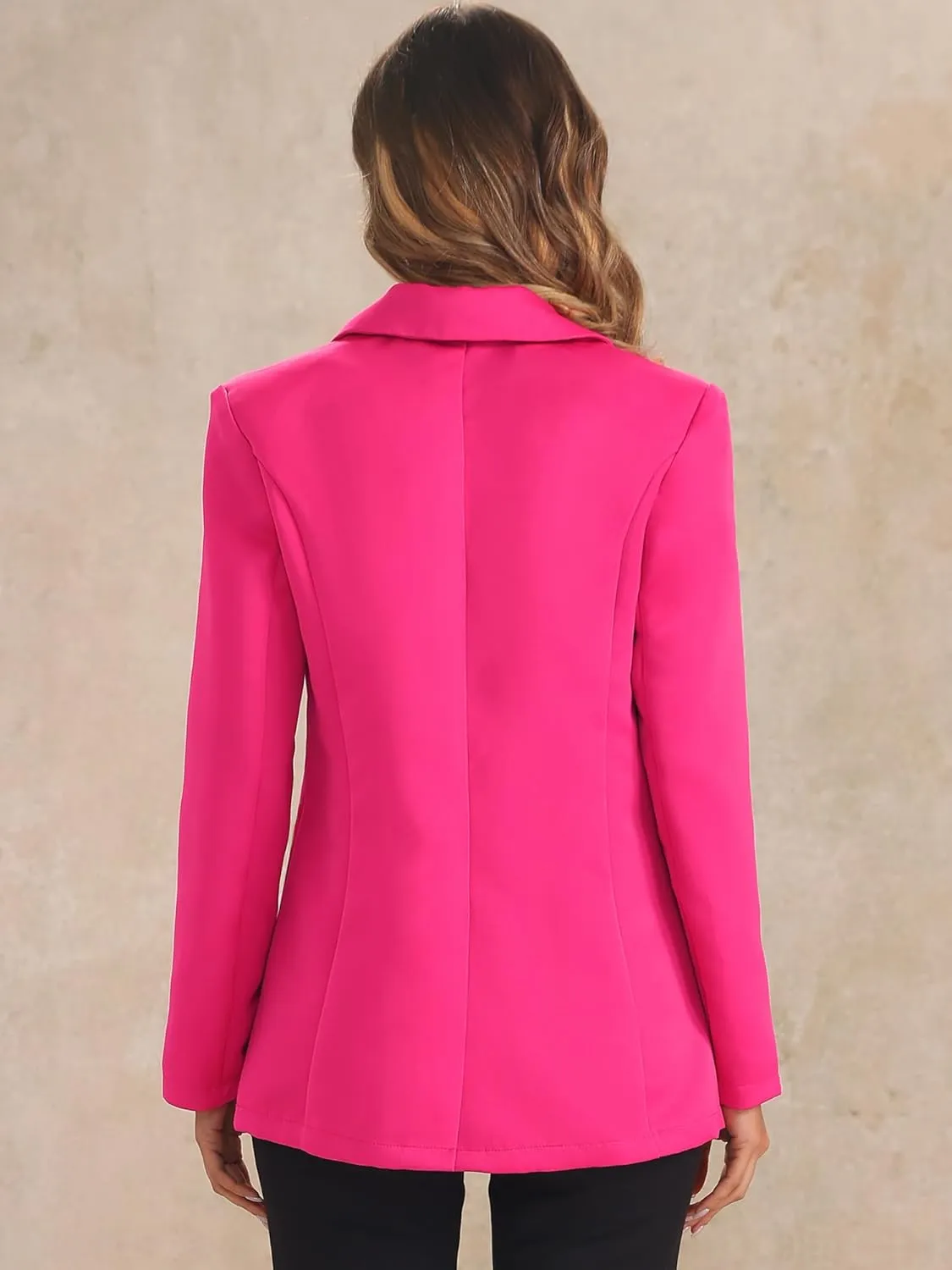 Allegra K Casual Blazers for Women's Long Sleeve Lapel Open Front Button with Pockets Work Blazer Jackets