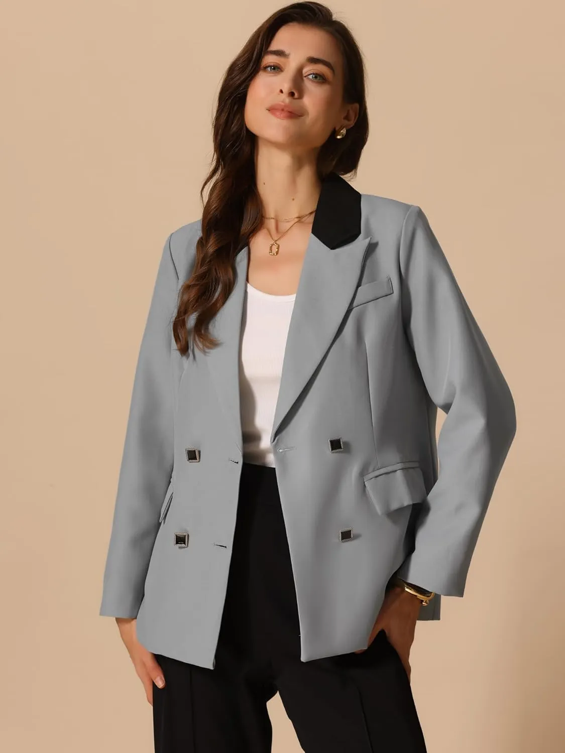 Allegra K Women's Blazers Business Casual Open Front Work Office Blazer Suit Solid Jacket with Pockets