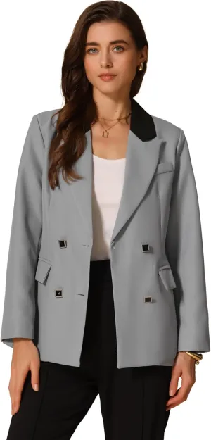 Allegra K Women's Blazers Business Casual Open Front Work Office Blazer Suit Solid Jacket with Pockets