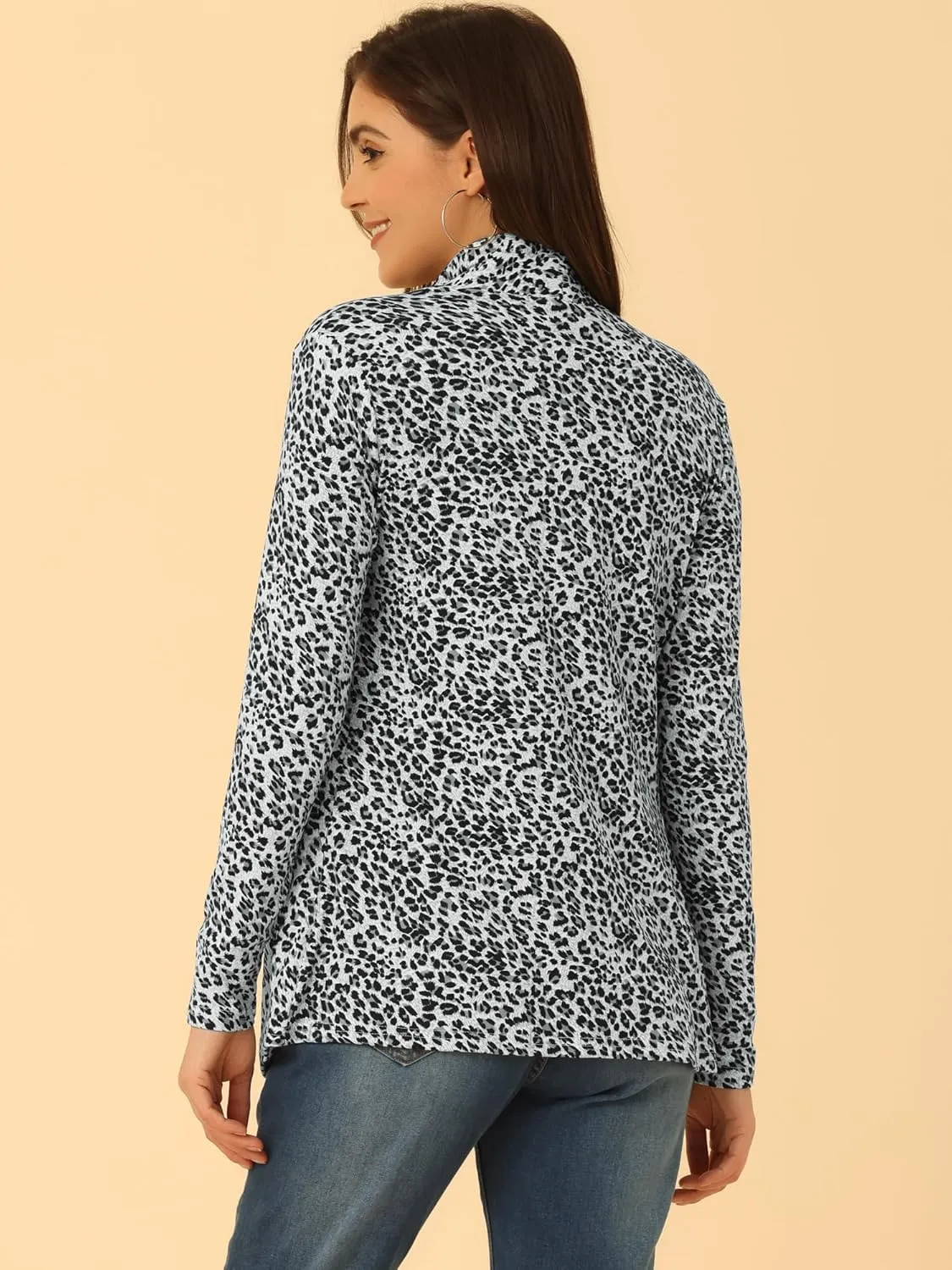Allegra K Women's Long Sleeves Cardigans Shawl Collar Open Front Christmas Straight Knit Cardigan