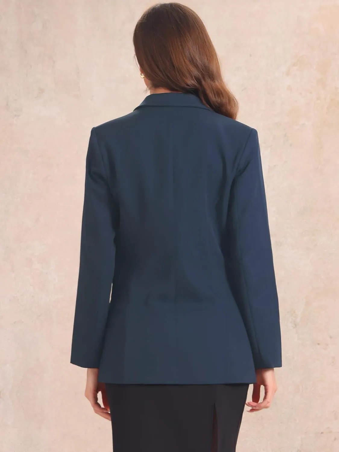 Allegra K Work Office Blazers for Women's Lapel Collar Shoulder Pads Double Breasted Suit Blazer Jacket