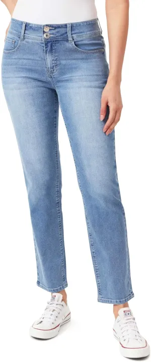 Angels Forever Young Women's Curvy Straight Mid-Rise Jeans