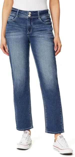 Angels Forever Young Women's Curvy Straight Mid-Rise Jeans