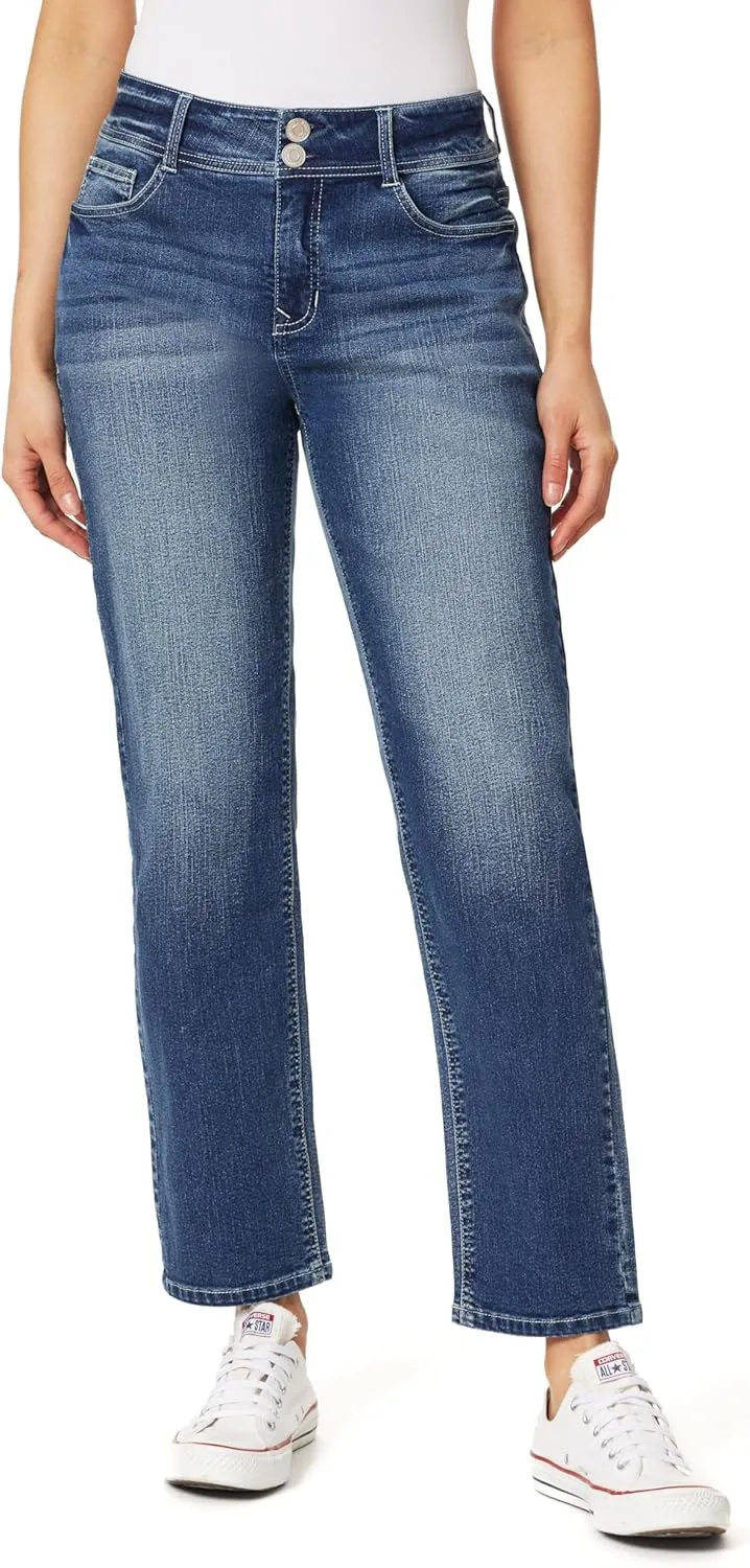 Angels Forever Young Women's Curvy Straight Mid-Rise Jeans