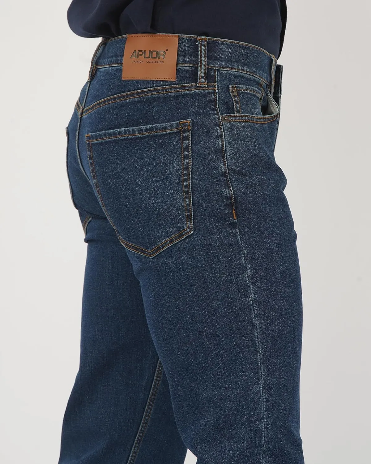 APUOR Regular Fit Stretch Jeans for Men Straight Leg Work Jeans Men's Comfy Casual Pants