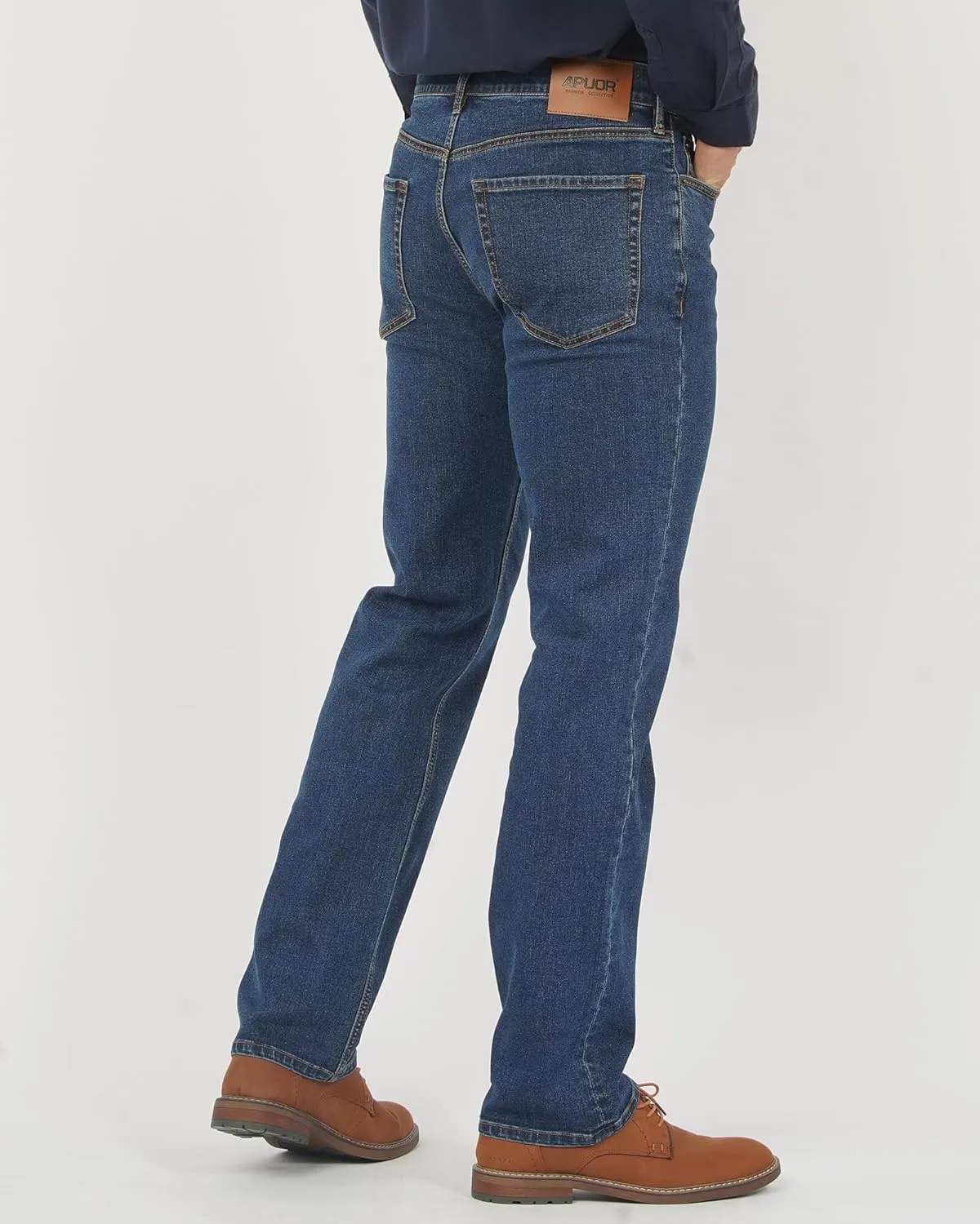 APUOR Regular Fit Stretch Jeans for Men Straight Leg Work Jeans Men's Comfy Casual Pants