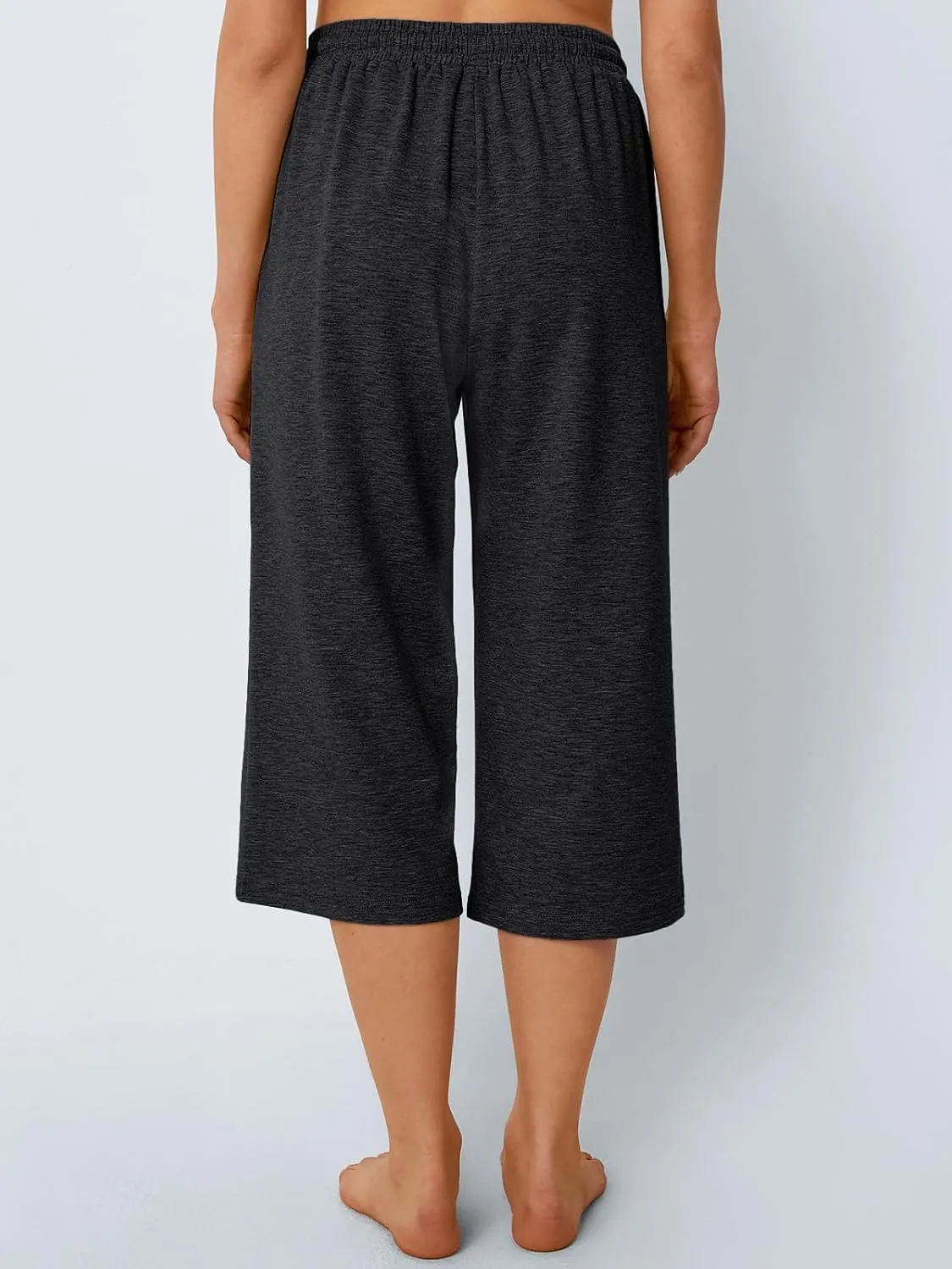 AUTOMET Womens Capris Pants Wide Leg Summer 2025 Sweatpants Drawstring Loose Lounge Palazzo Casual Crop Trouser with Pocket