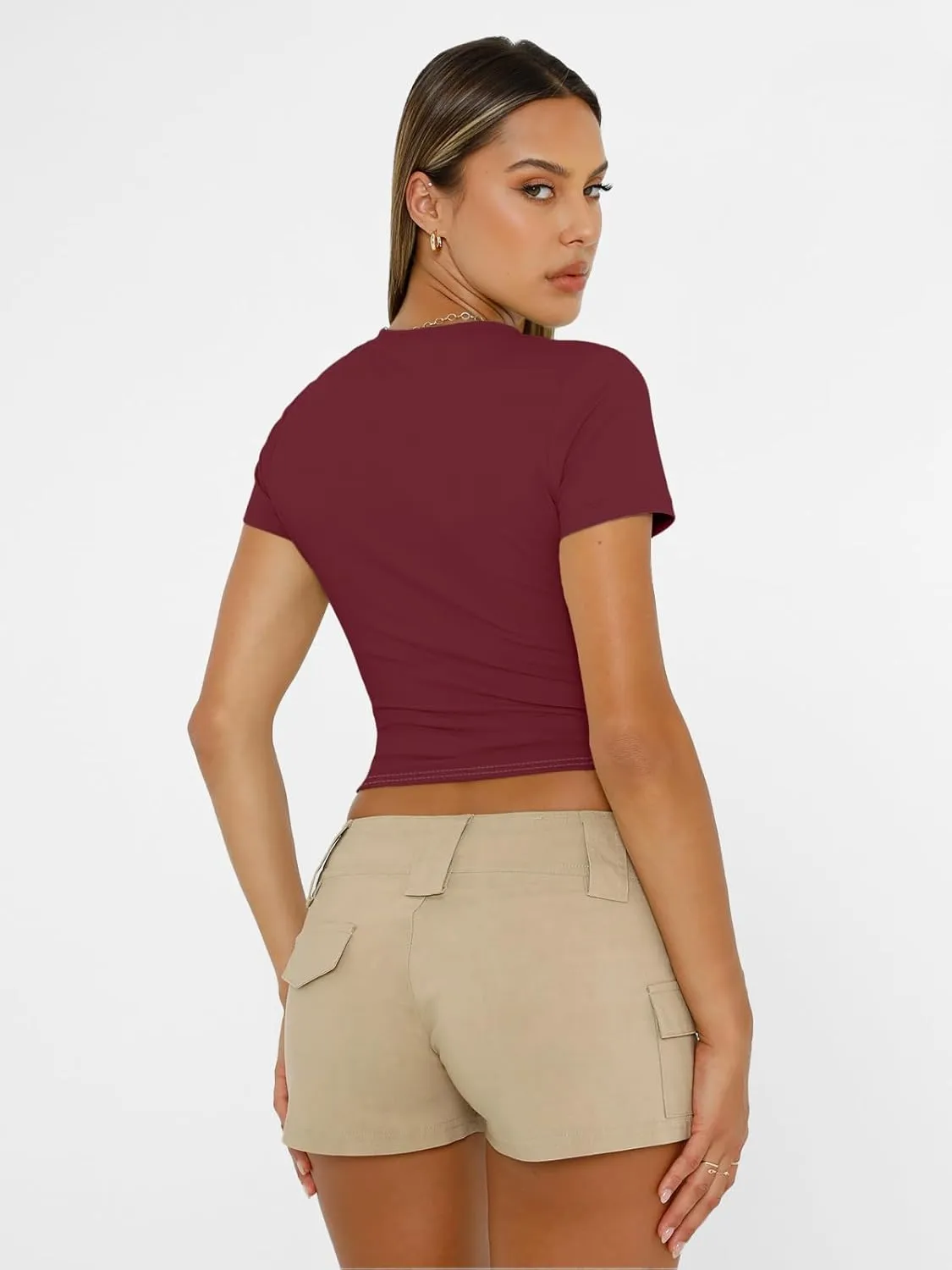 AUTOMET Womens Short Sleeve T Shirts Basic Summer 2025 Workout Tops Crew Neck Gym Crop Tops Trendy Y2K Clothes