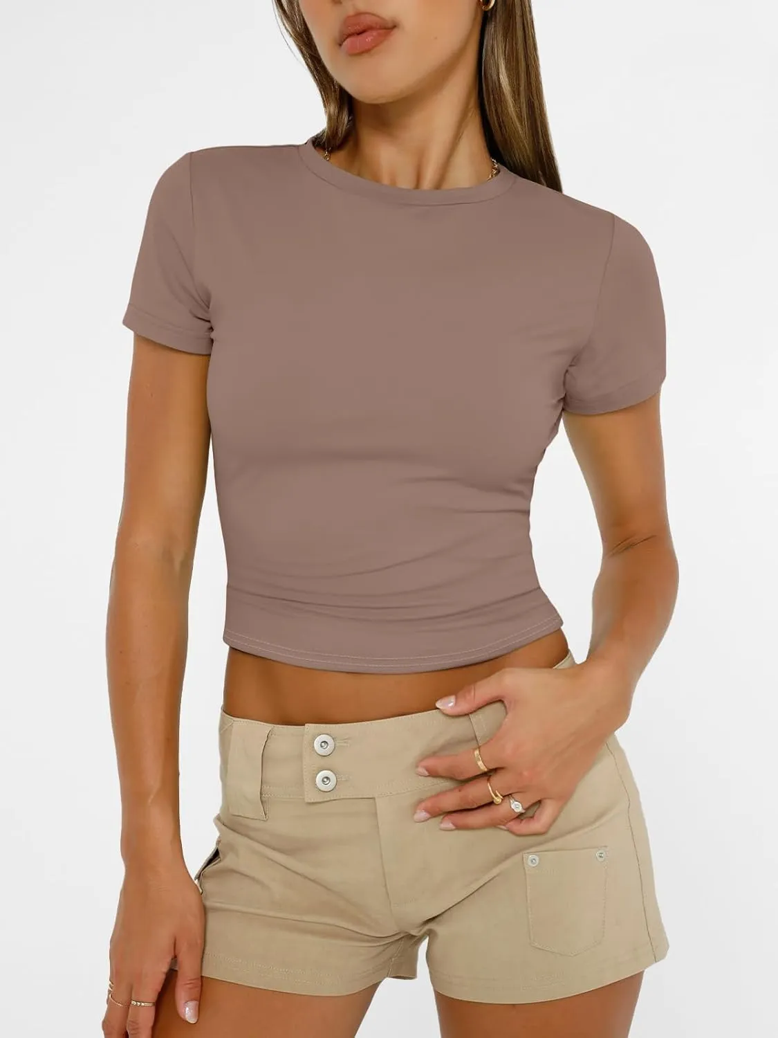 AUTOMET Womens Short Sleeve T Shirts Basic Summer 2025 Workout Tops Crew Neck Gym Crop Tops Trendy Y2K Clothes
