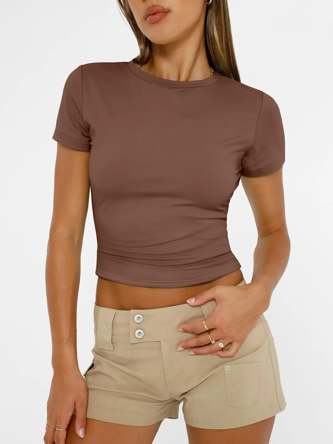 AUTOMET Womens Short Sleeve T Shirts Basic Summer 2025 Workout Tops Crew Neck Gym Crop Tops Trendy Y2K Clothes