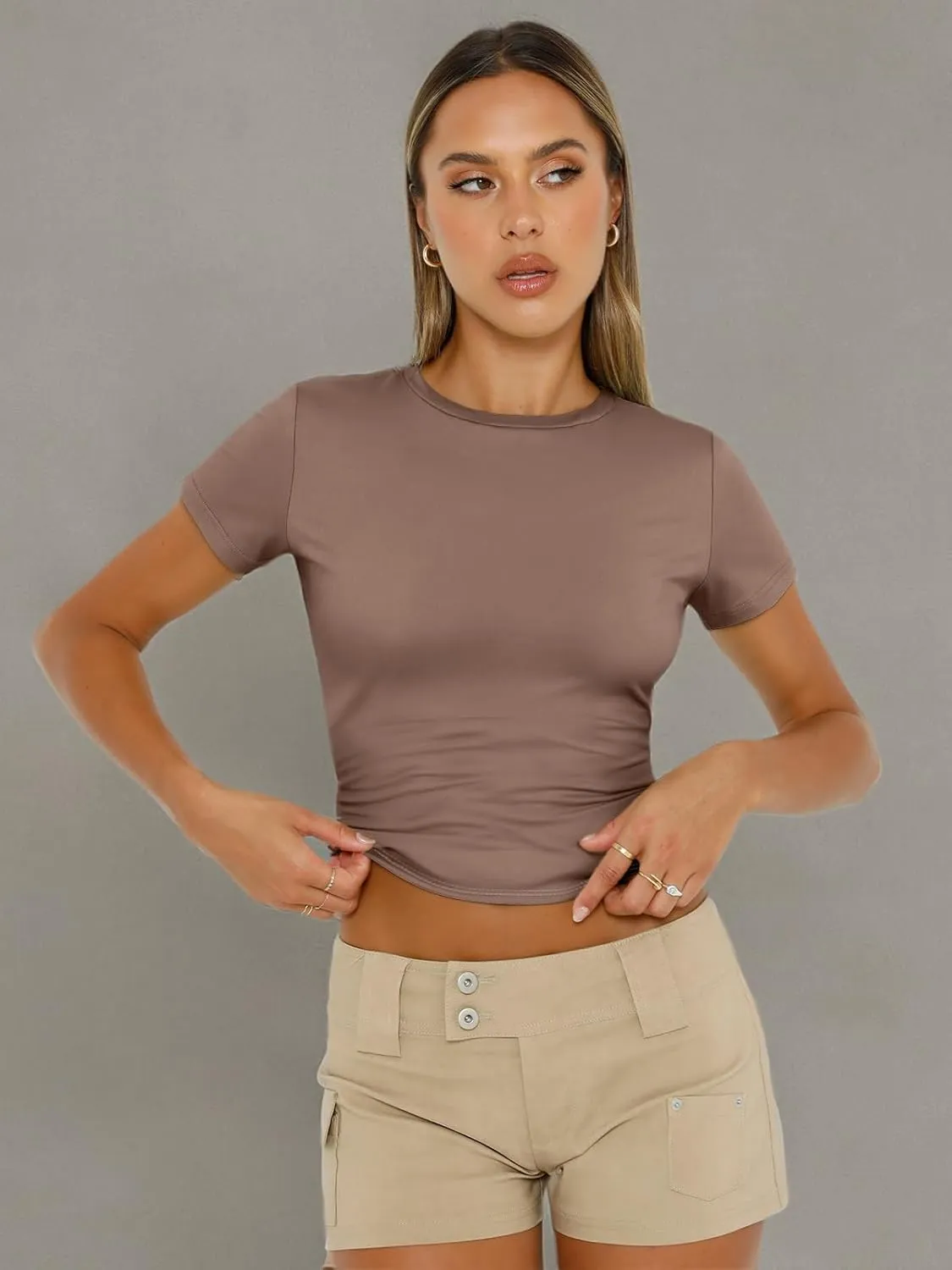 AUTOMET Womens Short Sleeve T Shirts Basic Summer 2025 Workout Tops Crew Neck Gym Crop Tops Trendy Y2K Clothes