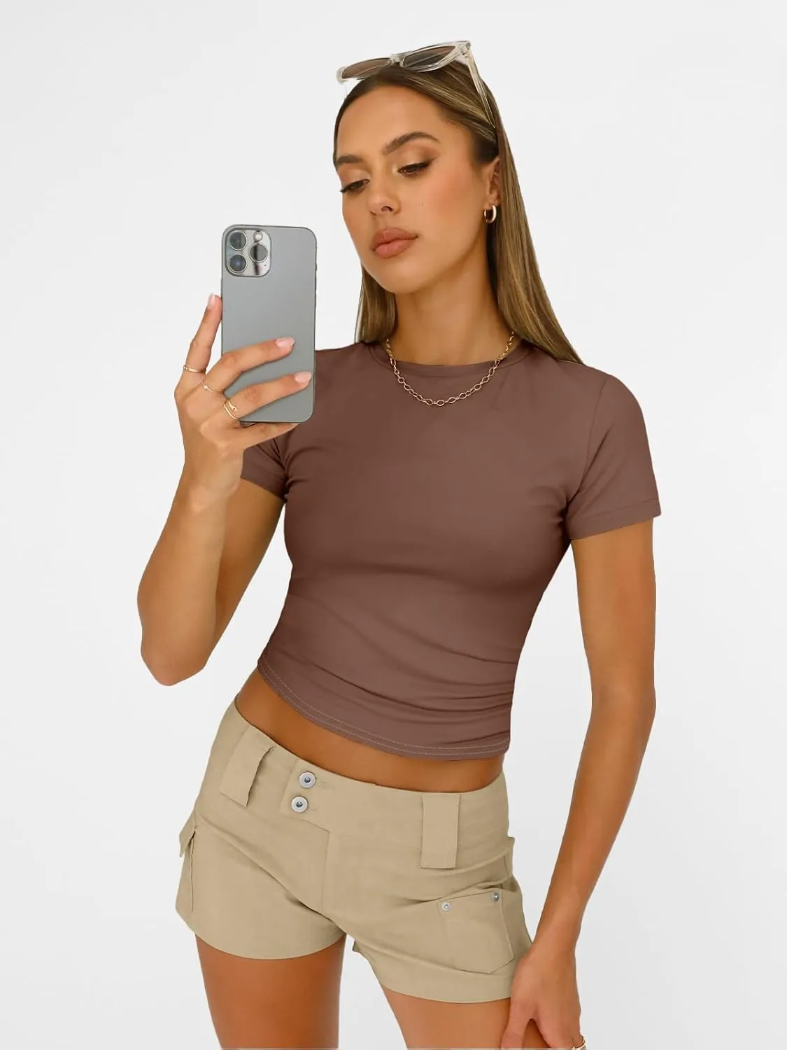 AUTOMET Womens Short Sleeve T Shirts Basic Summer 2025 Workout Tops Crew Neck Gym Crop Tops Trendy Y2K Clothes