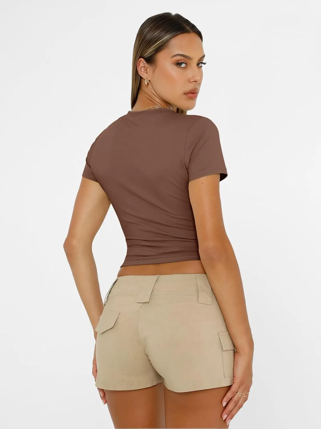 AUTOMET Womens Short Sleeve T Shirts Basic Summer 2025 Workout Tops Crew Neck Gym Crop Tops Trendy Y2K Clothes