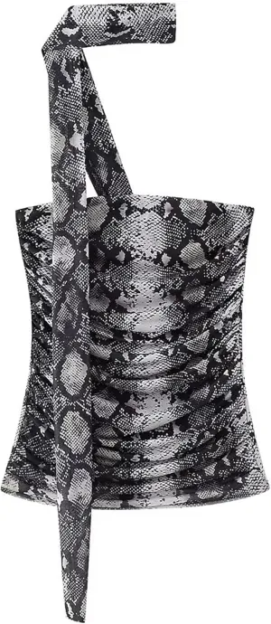 BAIMORE Womens Sexy Mesh Animal Print 2 Piece Outfit Pleated Tube Top with Bodycon Maxi Skirt Set