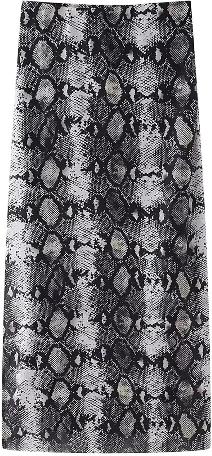 BAIMORE Womens Sexy Mesh Animal Print 2 Piece Outfit Pleated Tube Top with Bodycon Maxi Skirt Set