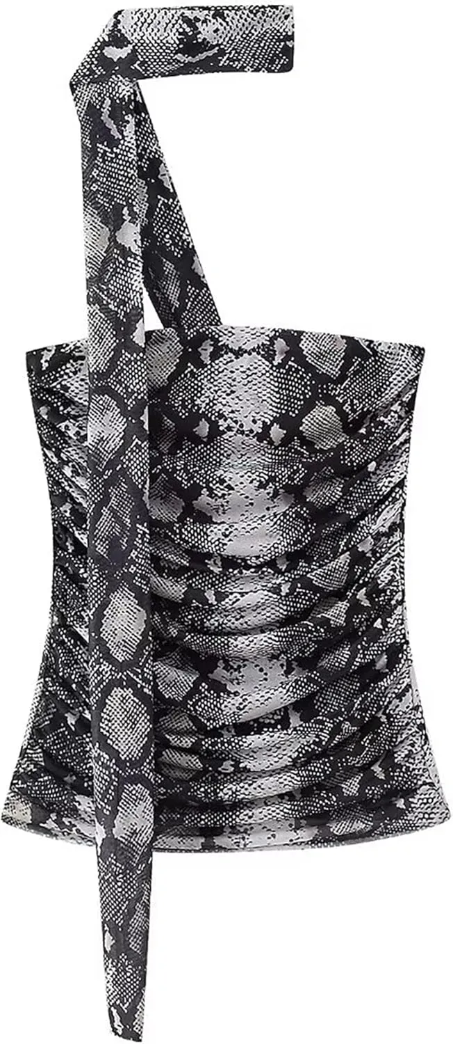 BAIMORE Womens Sexy Mesh Animal Print 2 Piece Outfit Pleated Tube Top with Bodycon Maxi Skirt Set