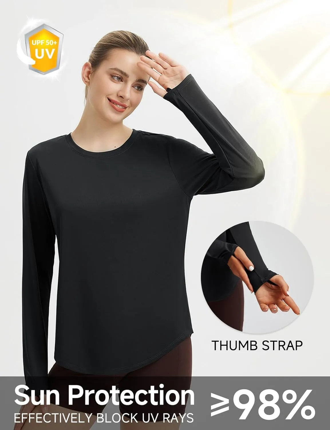 baleaf Long Sleeve Workout Tops for Women Sun Protection Shirts Running Athletic Lightweight UPF50  Quick Dry