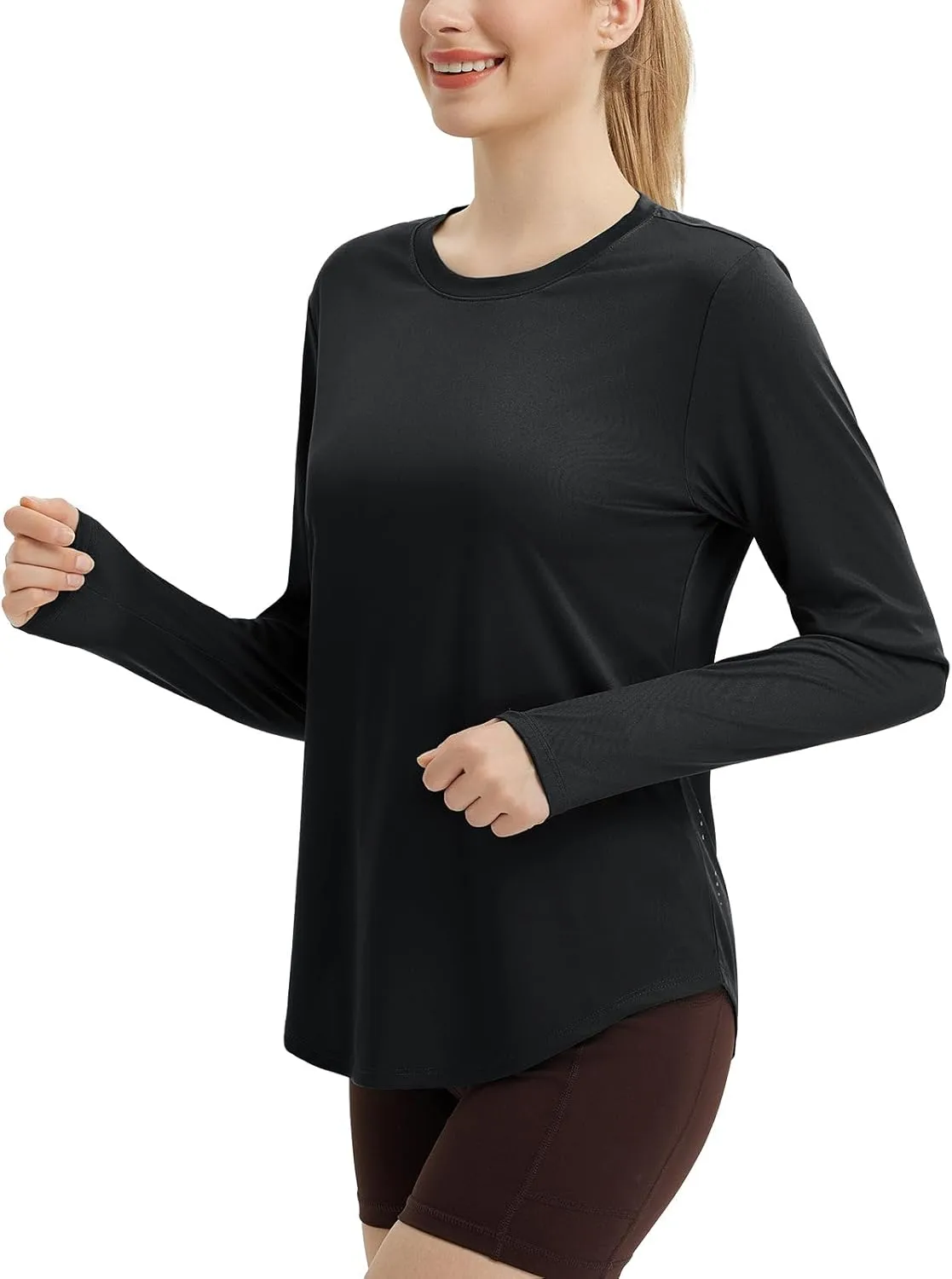 baleaf Long Sleeve Workout Tops for Women Sun Protection Shirts Running Athletic Lightweight UPF50  Quick Dry