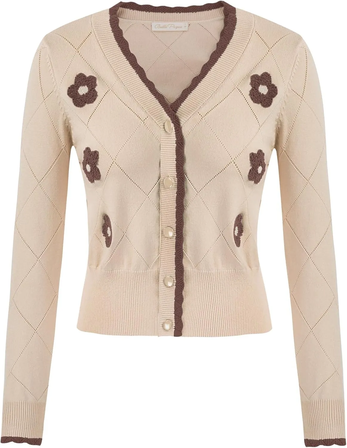 Belle Poque Long Sleeve Cardigan Sweater for Women Cropped Cardigan Shrugs
