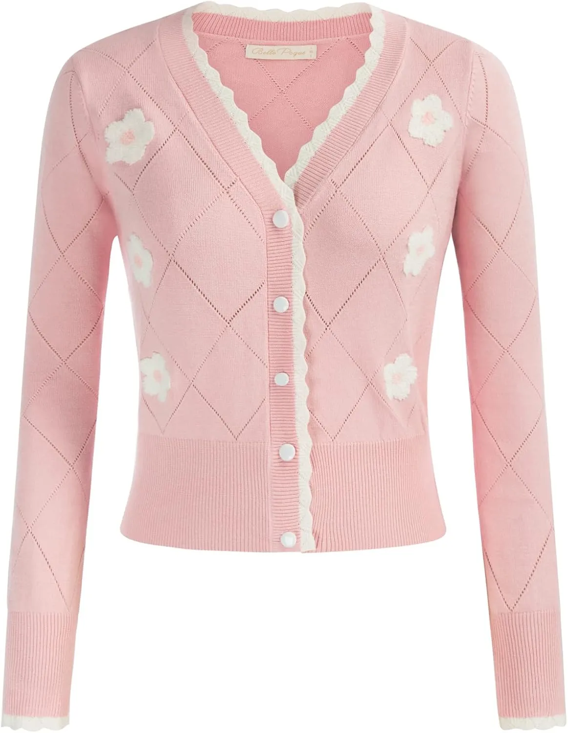 Belle Poque Long Sleeve Cardigan Sweater for Women Cropped Cardigan Shrugs