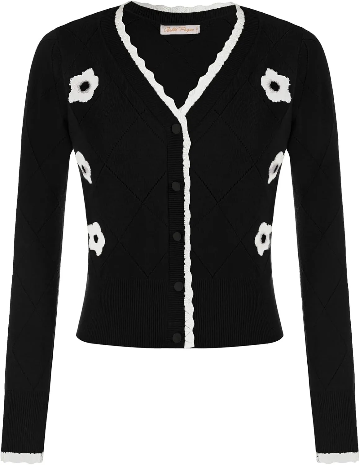 Belle Poque Long Sleeve Cardigan Sweater for Women Cropped Cardigan Shrugs