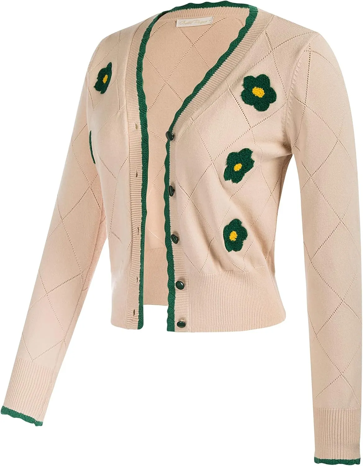 Belle Poque Long Sleeve Cardigan Sweater for Women Cropped Cardigan Shrugs