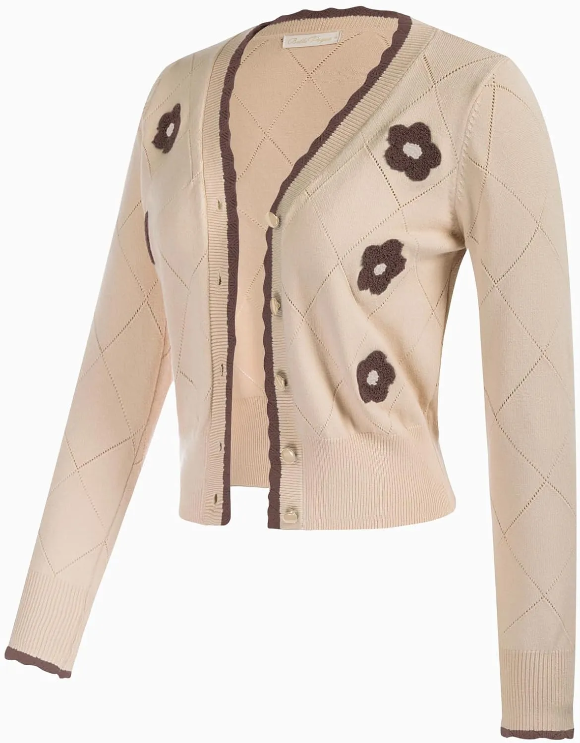 Belle Poque Long Sleeve Cardigan Sweater for Women Cropped Cardigan Shrugs