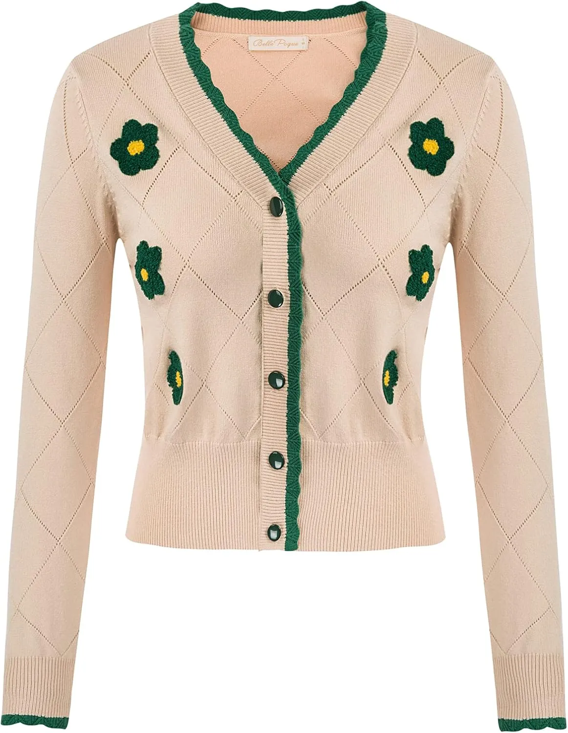 Belle Poque Long Sleeve Cardigan Sweater for Women Cropped Cardigan Shrugs